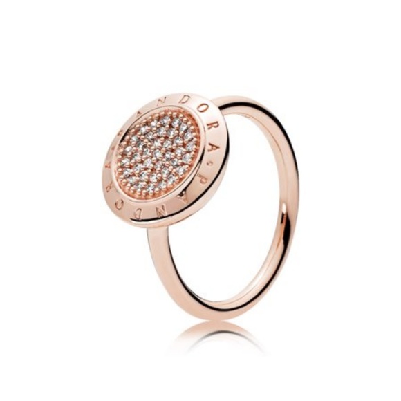 Pandora Jewelry - Pandora Signature Ring Clear CZ Rose Gold Size 7